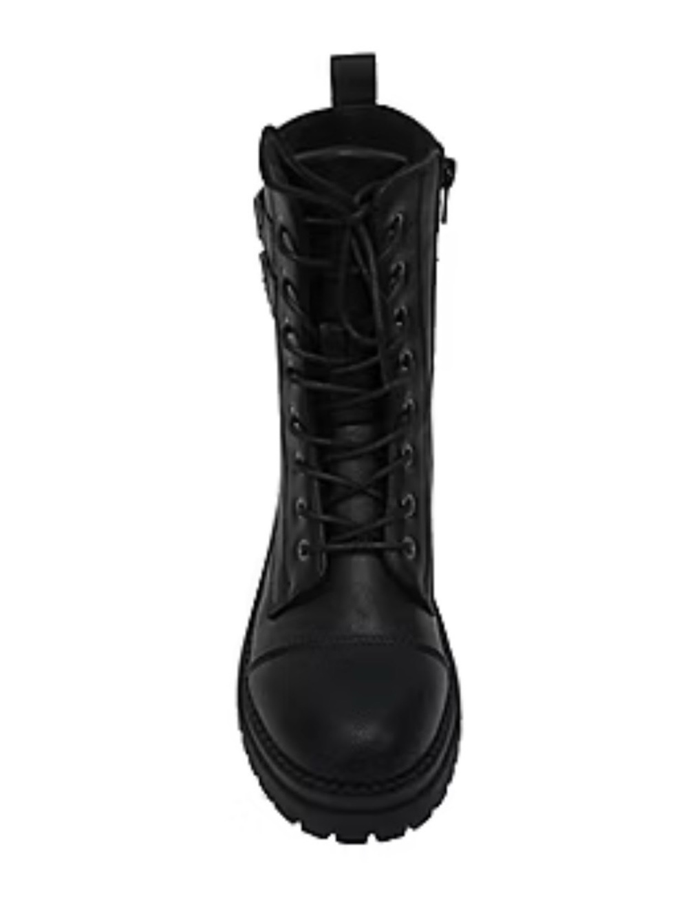 Women’s Black Lace-Up Combat Boots with Buckle Accent-NEW - Picture 4 of 7